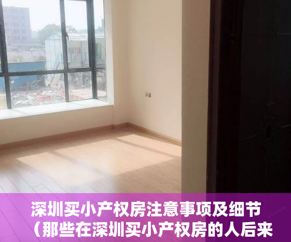 深圳买小产权房注意事项及细节（那些在深圳买小产权房的人后来都怎么样了？）