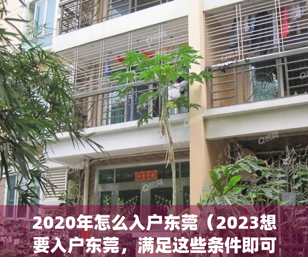 2020年怎么入户东莞（2023想要入户东莞，满足这些条件即可办理！）(东莞入户的条件)