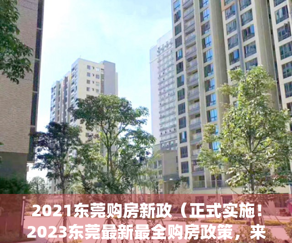 2021东莞购房新政（正式实施！2023东莞最新最全购房政策，来了！）(东莞购房新政策细则2021)