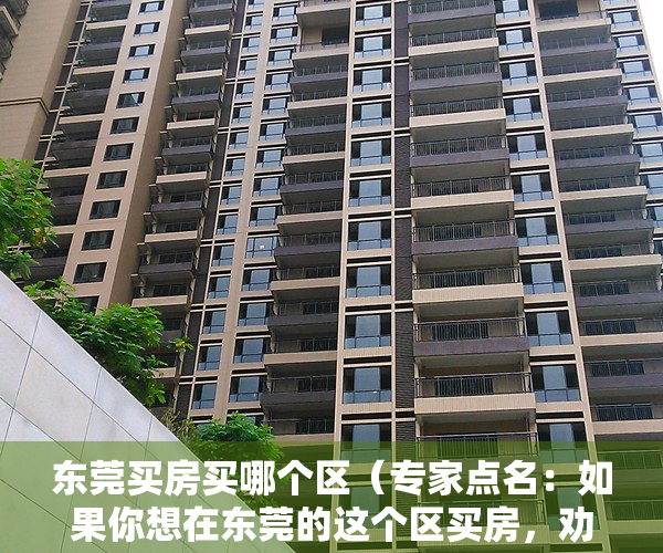 东莞买房买哪个区（专家点名：如果你想在东莞的这个区买房，劝你还是放弃！）
