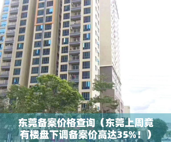 东莞备案价格查询（东莞上周竟有楼盘下调备案价高达35%！）
