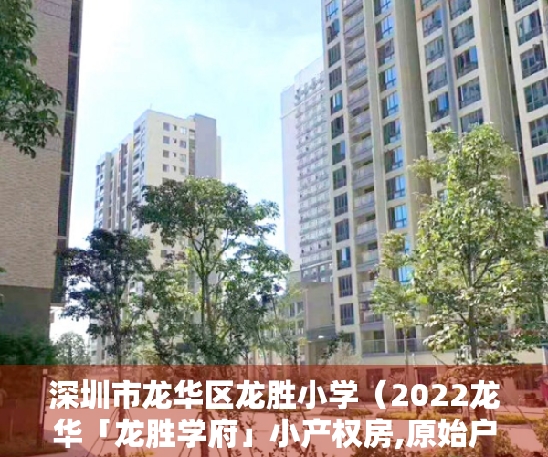 深圳市龙华区龙胜小学（2022龙华「龙胜学府」小产权房,原始户型,精装修,可落深户）