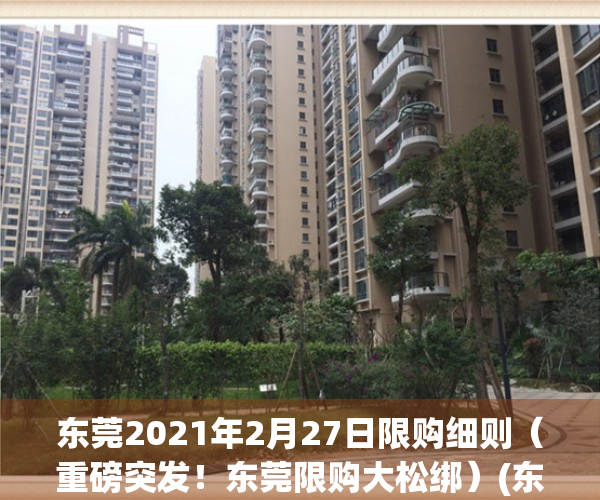 东莞2021年2月27日限购细则（重磅突发！东莞限购大松绑）(东莞限购新政策)