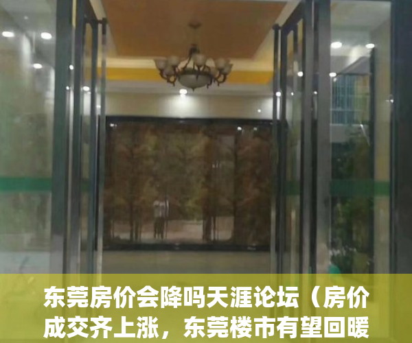 东莞房价会降吗天涯论坛（房价成交齐上涨，东莞楼市有望回暖吗？）(东莞房价能涨上天吗)