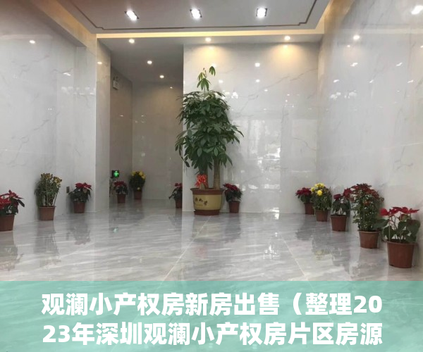 观澜小产权房新房出售（整理2023年深圳观澜小产权房片区房源有哪些）