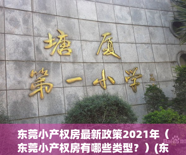 东莞小产权房最新政策2021年（东莞小产权房有哪些类型？）(东莞小产权房信息网)