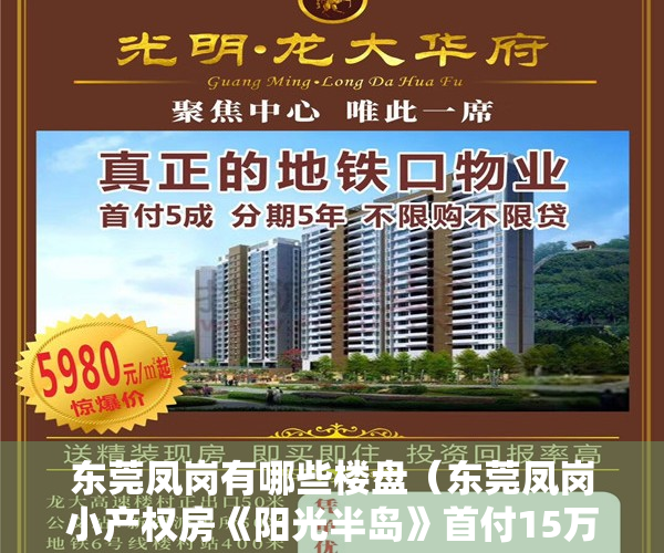 东莞凤岗有哪些楼盘（东莞凤岗小产权房《阳光半岛》首付15万起，十栋大型花园小区）