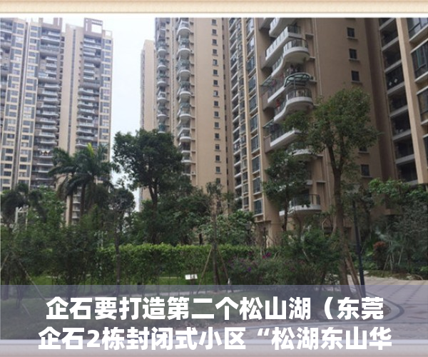 企石要打造第二个松山湖（东莞企石2栋封闭式小区“松湖东山华府”小产权房 首付38万起 公园为邻）
