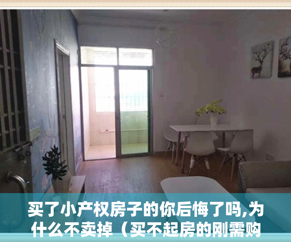 买了小产权房子的你后悔了吗,为什么不卖掉（买不起房的刚需购房者，应如何看待小产权房这一剂“救命毒药”？）
