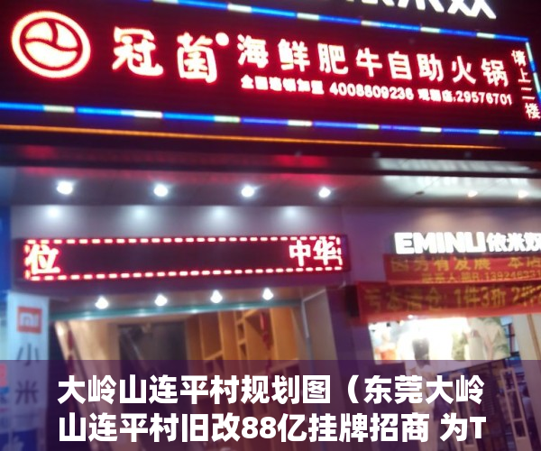 大岭山连平村规划图（东莞大岭山连平村旧改88亿挂牌招商 为TOD试点项目）