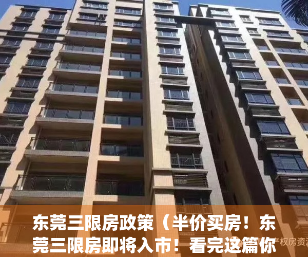 东莞三限房政策（半价买房！东莞三限房即将入市！看完这篇你就懂了！）(东莞三限房5折购房 新闻)