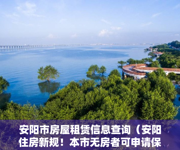 安阳市房屋租赁信息查询（安阳住房新规！本市无房者可申请保障性租赁住房，新市民、青年人优先）
