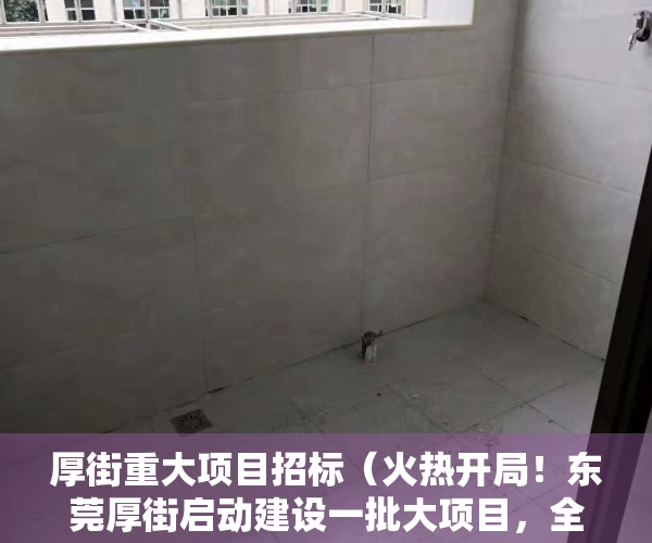 厚街重大项目招标（火热开局！东莞厚街启动建设一批大项目，全年投资约294亿）