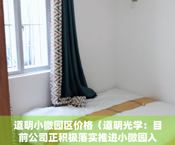 道明小微园区价格（道明光学：目前公司正积极落实推进小微园入园政策、产权分割政策、按揭政策的变化或落实问题）
