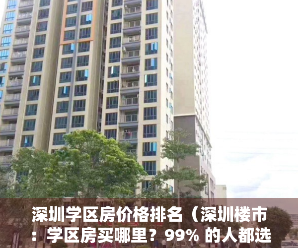 深圳学区房价格排名（深圳楼市：学区房买哪里？99% 的人都选错）