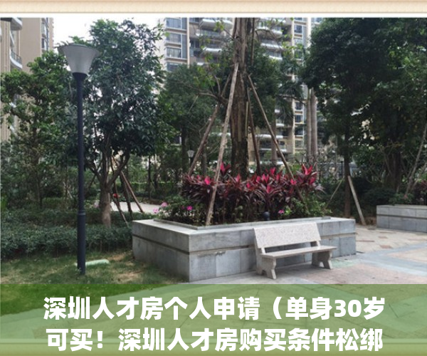 深圳人才房个人申请（单身30岁可买！深圳人才房购买条件松绑）(深圳人才补贴30岁是以什么为准)