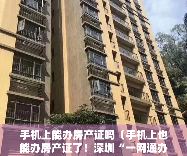 手机上能办房产证吗（手机上也能办房产证了！深圳“一网通办”第一本不动产权证书出炉）