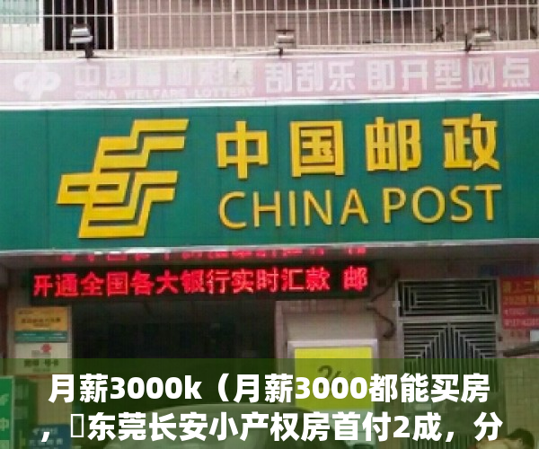 月薪3000k（月薪3000都能买房，​东莞长安小产权房首付2成，分期15年《滨海名居》3栋小区统建楼，楼下带免费停车位！东莞的小产权房可以买吗）