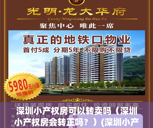 深圳小产权房可以转卖吗（深圳小产权房会转正吗？）(深圳小产权房升值了,可以卖掉了吗)