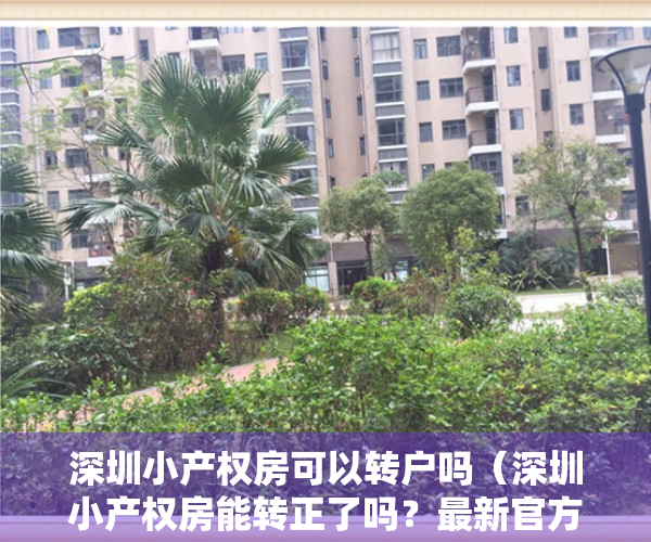 深圳小产权房可以转户吗（深圳小产权房能转正了吗？最新官方解读来了！）