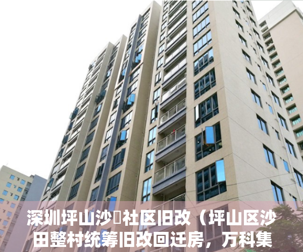 深圳坪山沙壆社区旧改（坪山区沙田整村统筹旧改回迁房，万科集团开发，曝光效果图，已过专规，单价2X万，直接跟开发商签约确权，14号地铁线沙田站）