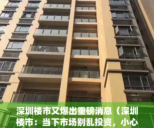 深圳楼市又爆出重磅消息（深圳楼市：当下市场别乱投资，小心被套！）(深圳楼市近况)