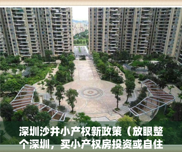 深圳沙井小产权新政策（放眼整个深圳，买小产权房投资或自住为什么要买在沙井？）
