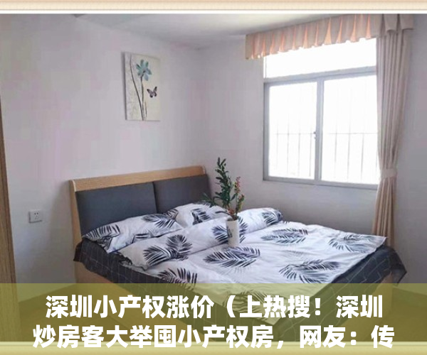 深圳小产权涨价（上热搜！深圳炒房客大举囤小产权房，网友：传划为住宅地房价疯涨）