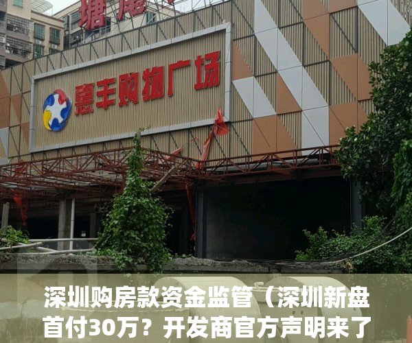 深圳购房款资金监管（深圳新盘首付30万？开发商官方声明来了！）(深圳购房贷款首付对照表)