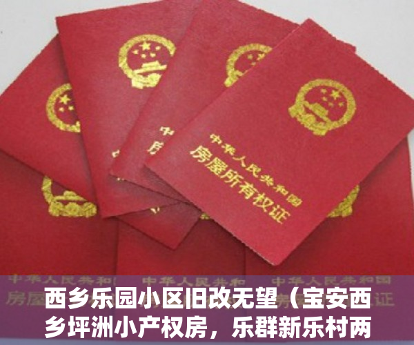 西乡乐园小区旧改无望（宝安西乡坪洲小产权房，乐群新乐村两房一厅，全新精装修，天然气入户，98万）
