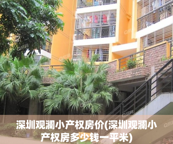 深圳观澜小产权房价(深圳观澜小产权房多少钱一平米)