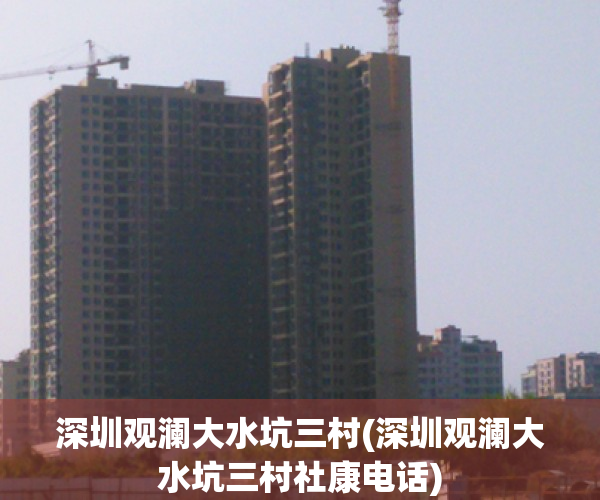 深圳观澜大水坑三村(深圳观澜大水坑三村社康电话)