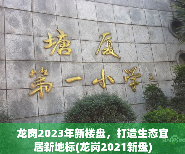 龙岗2023年新楼盘，打造生态宜居新地标(龙岗2021新盘)