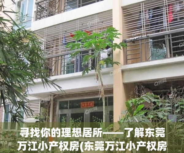 寻找你的理想居所——了解东莞万江小产权房(东莞万江小产权房价多少钱一平方)