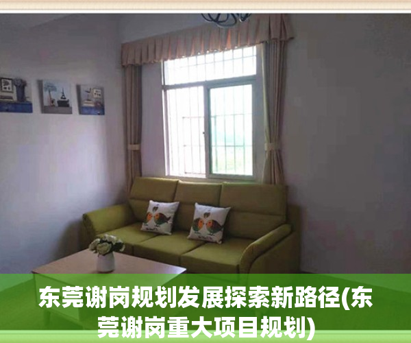 东莞谢岗规划发展探索新路径(东莞谢岗重大项目规划)