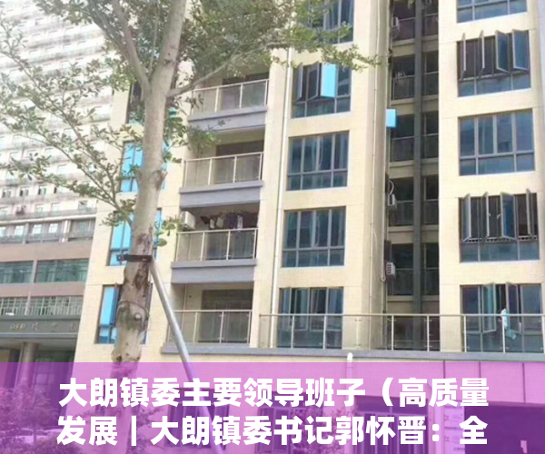大朗镇委主要领导班子（高质量发展｜大朗镇委书记郭怀晋：全力推动“七个再”，确保GDP增长超55%）