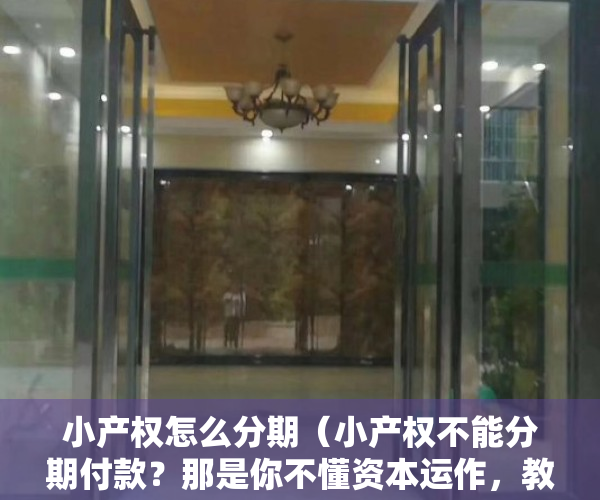 小产权怎么分期（小产权不能分期付款？那是你不懂资本运作，教你如何分期30年）