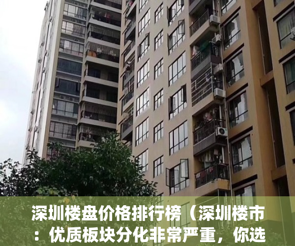 深圳楼盘价格排行榜（深圳楼市：优质板块分化非常严重，你选对了吗？）(2021深圳楼盘)