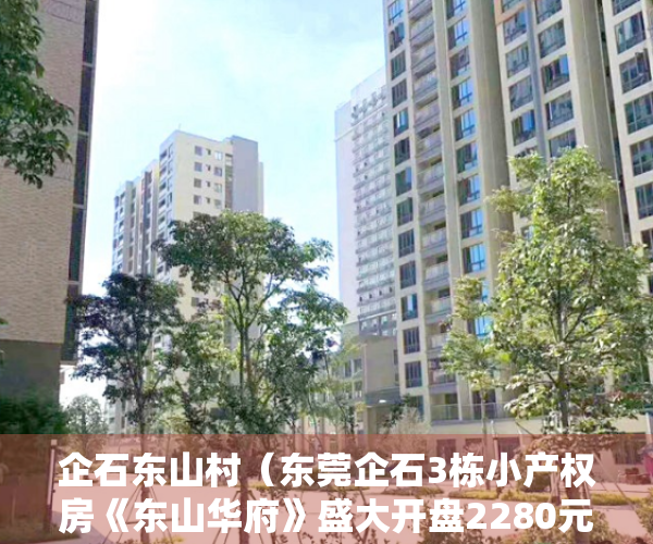 企石东山村（东莞企石3栋小产权房《东山华府》盛大开盘2280元起 ，东莞最有投资价值的旧改项目，东山旧改更新回迁房）