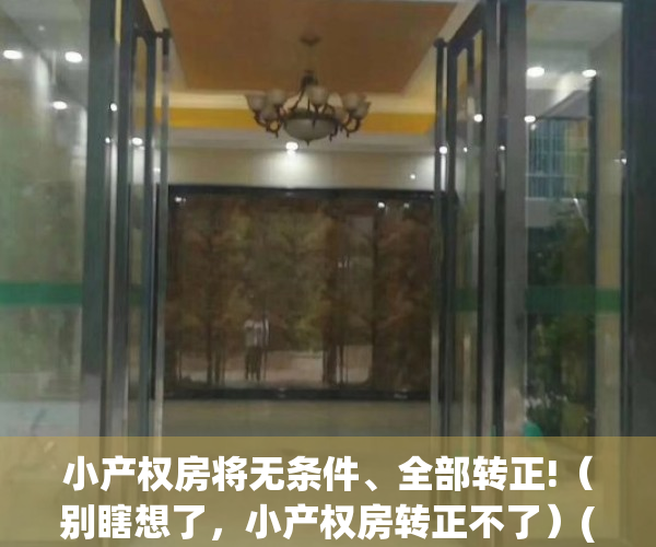 小产权房将无条件、全部转正!（别瞎想了，小产权房转正不了）(小产权房转正是什么意思)