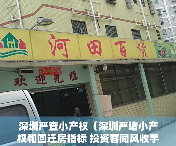 深圳严查小产权（深圳严堵小产权和回迁房指标 投资客闻风收手 #时报大视野#）