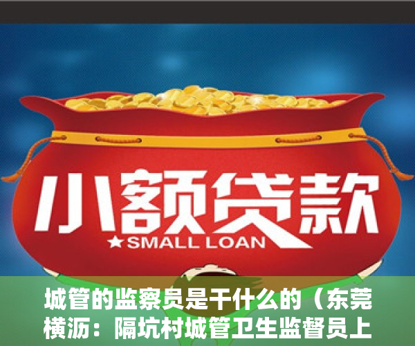 城管的监察员是干什么的（东莞横沥：隔坑村城管卫生监督员上岗，助推人居环境整治）