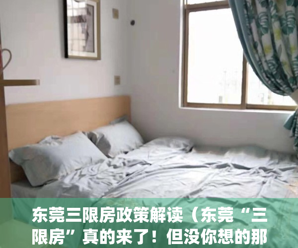 东莞三限房政策解读（东莞“三限房”真的来了！但没你想的那么简单）(东莞拟建设三限房项目)