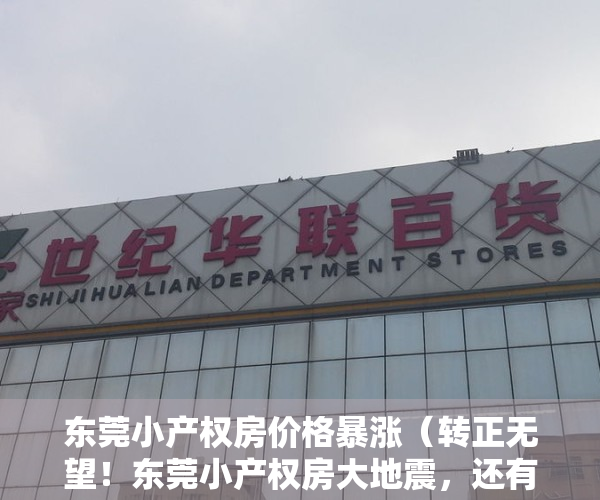 东莞小产权房价格暴涨（转正无望！东莞小产权房大地震，还有人敢“冒死”上车？）