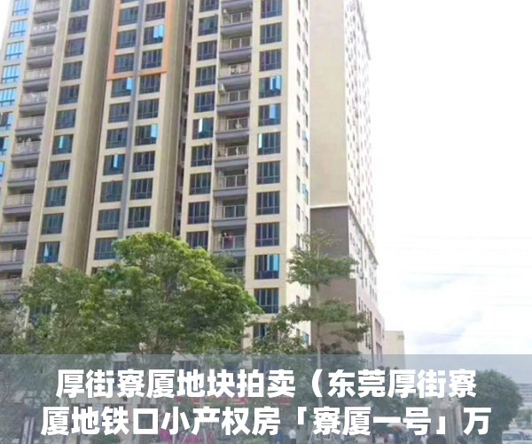 厚街寮厦地块拍卖（东莞厚街寮厦地铁口小产权房「寮厦一号」万达0距离，分期十年）