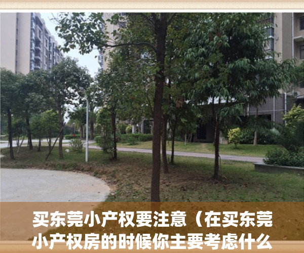 买东莞小产权要注意（在买东莞小产权房的时候你主要考虑什么呢？）(东莞小产权房可以买吗落户吗)
