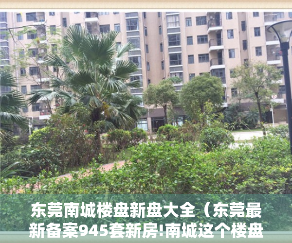 东莞南城楼盘新盘大全（东莞最新备案945套新房!南城这个楼盘要卖28300元㎡）