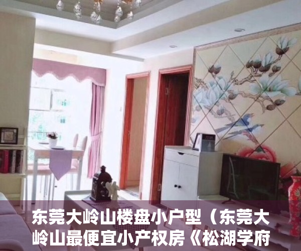 东莞大岭山楼盘小户型（东莞大岭山最便宜小产权房《松湖学府》《松湖新塘》地铁口两盘同开单价2950元起）