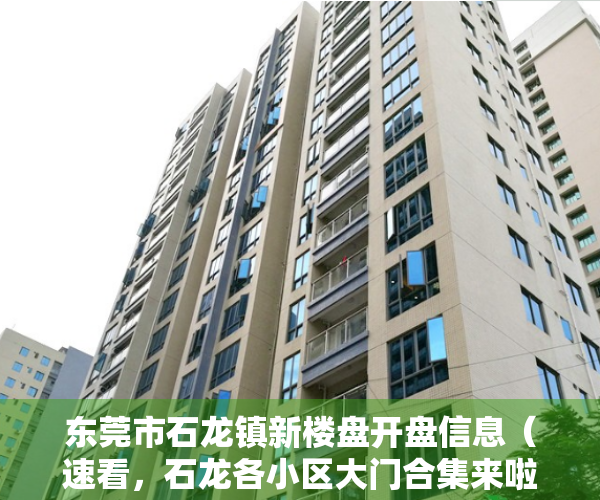 东莞市石龙镇新楼盘开盘信息（速看，石龙各小区大门合集来啦！你觉得哪个最高端大气上档次）