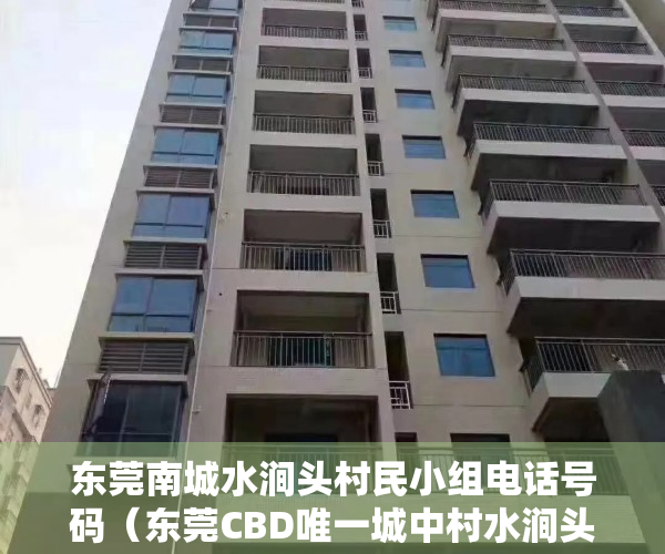 东莞南城水涧头村民小组电话号码（东莞CBD唯一城中村水涧头村拆迁最新进展）